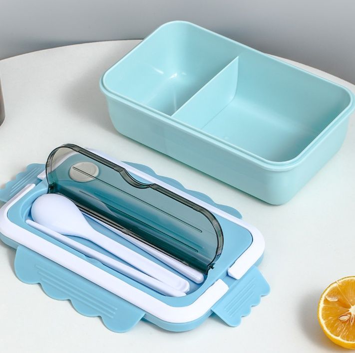 透明窓付き二段式箸付きスリム弁当箱