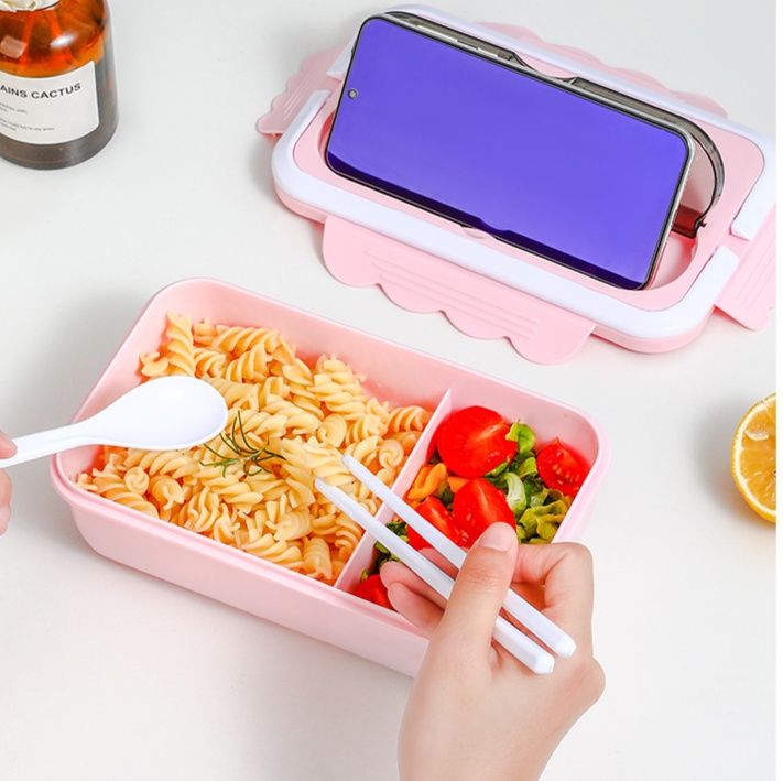 透明窓付き二段式箸付きスリム弁当箱