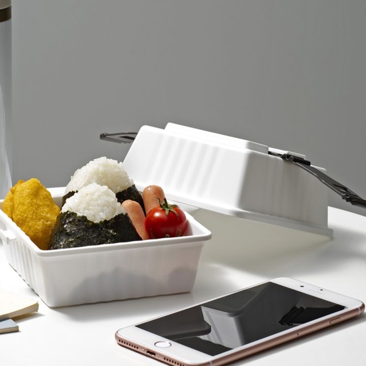 弁当箱 二段式コンパクト携帯弁当箱ゴムバンド付き