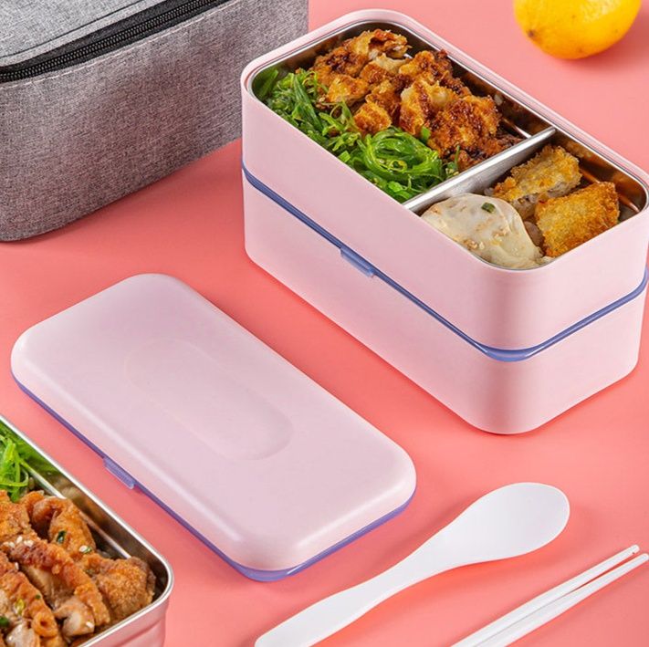 保温バッグ入り二段弁当箱