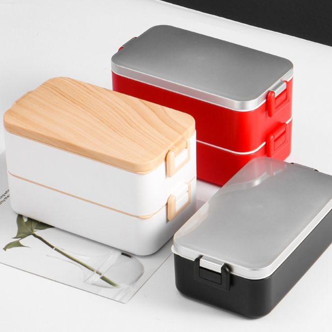 木目調蓋付きレンジ対応弁当箱