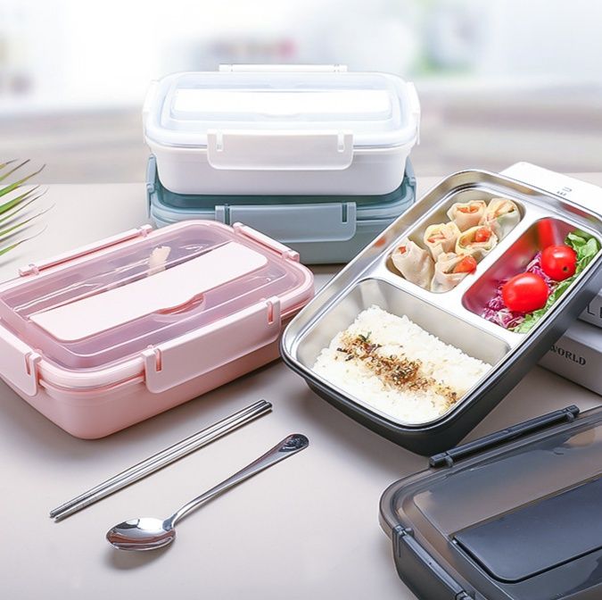 ステンレス製仕切り付き保温弁当箱