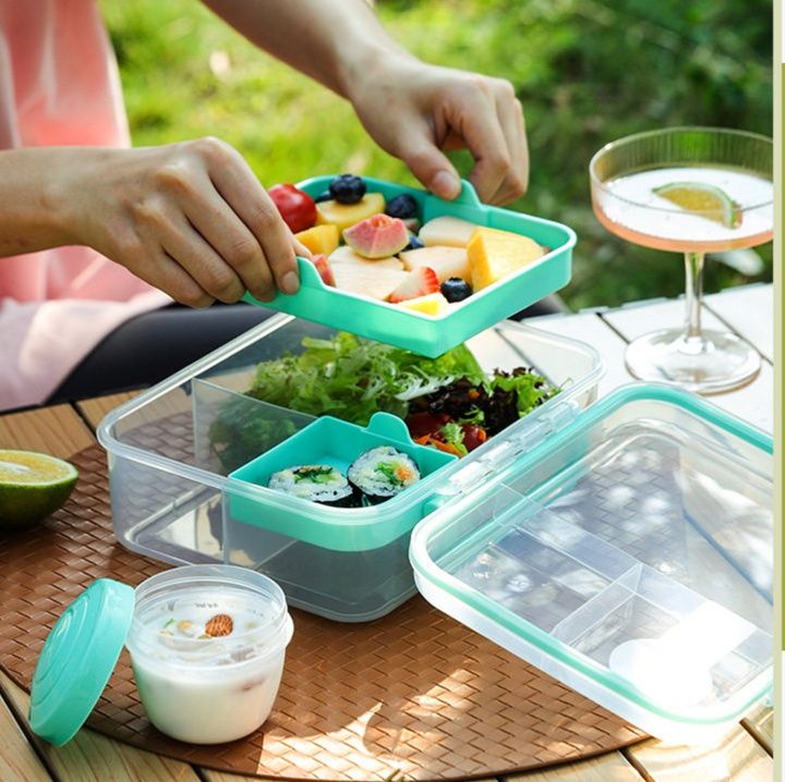 二段式仕切り付きスリム弁当箱