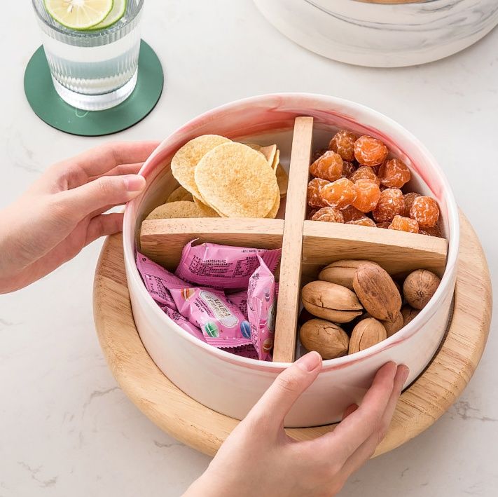 仕切り付き円形お菓子収納容器