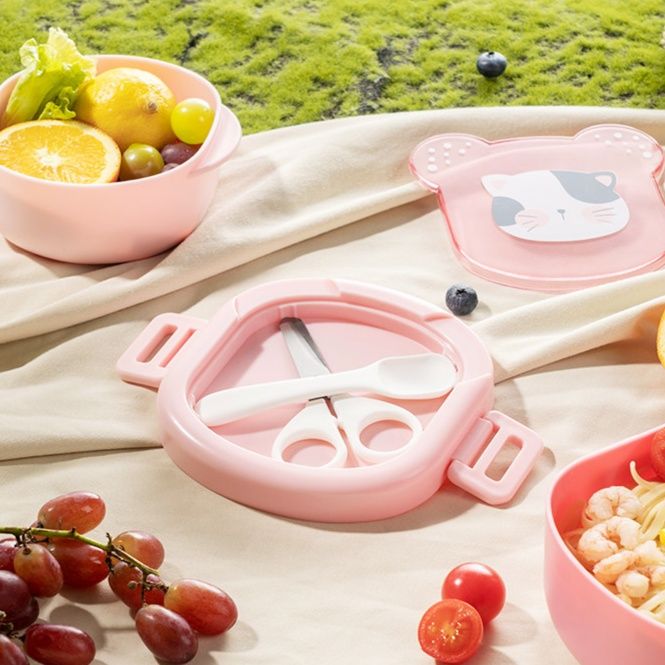 動物柄二段式折りたたみスリム弁当箱