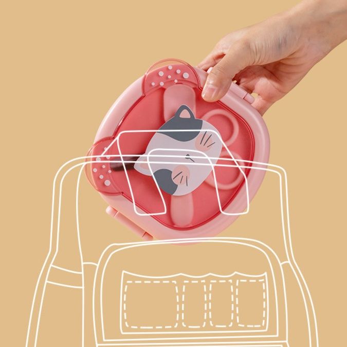 動物柄二段式折りたたみスリム弁当箱