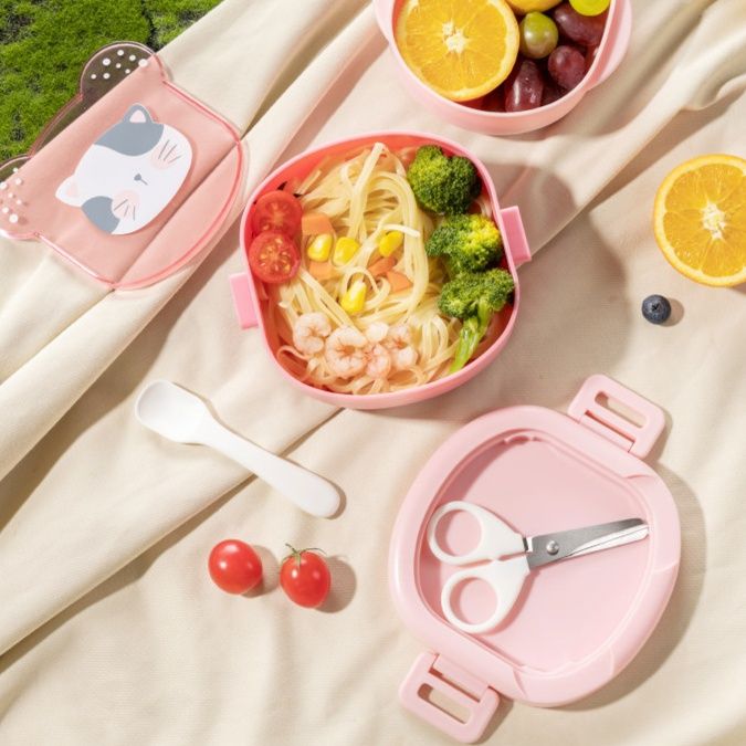 動物柄二段式折りたたみスリム弁当箱