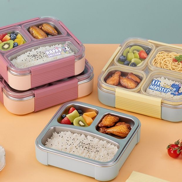 仕切り付きステンレス製電子レンジ対応弁当箱