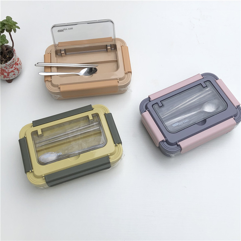 弁当箱 透明窓付き二段式密閉スリム弁当箱