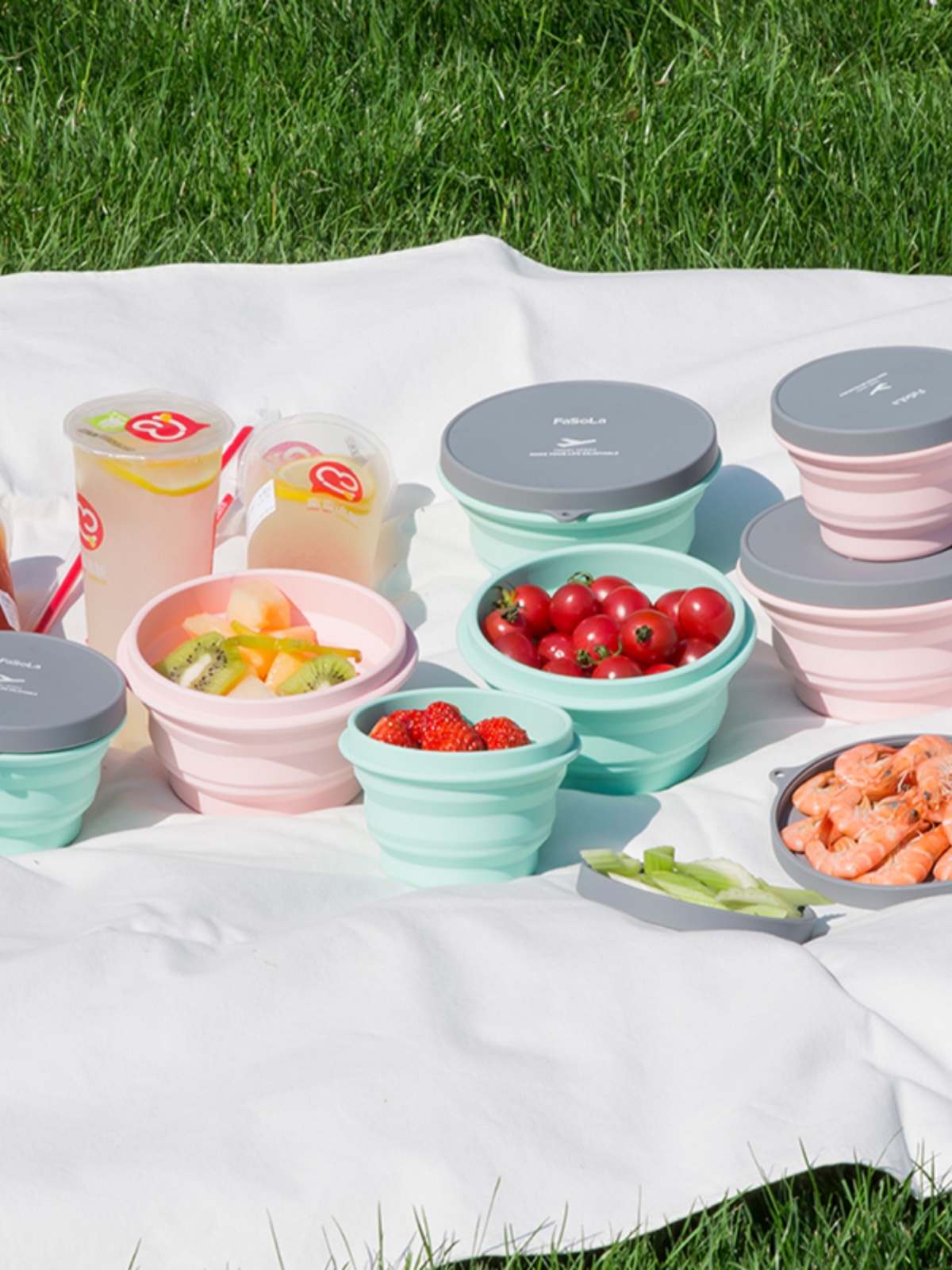 折りたたみ式シリコン製携帯用弁当箱