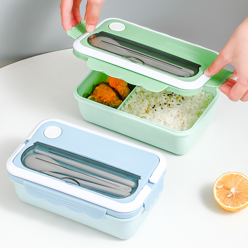 透明窓付き二段式箸付きスリム弁当箱