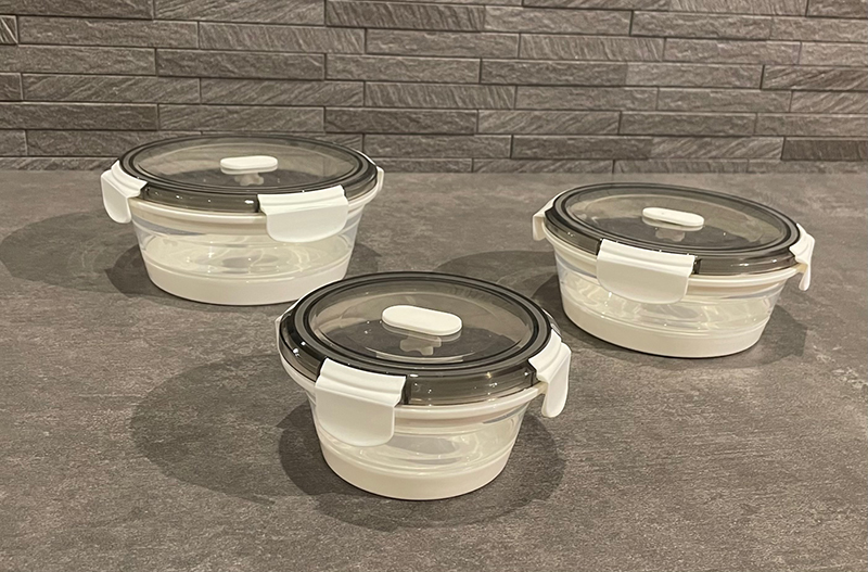 折りたたみシリコン保存容器レンジ対応弁当箱丸型