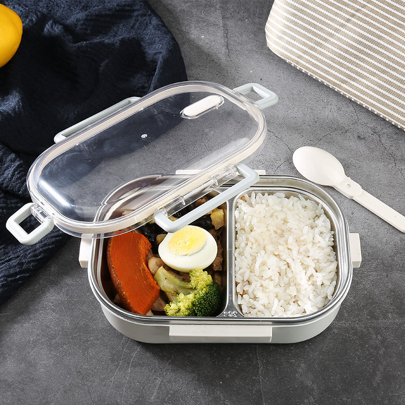 透明蓋付き仕切りスリム弁当箱