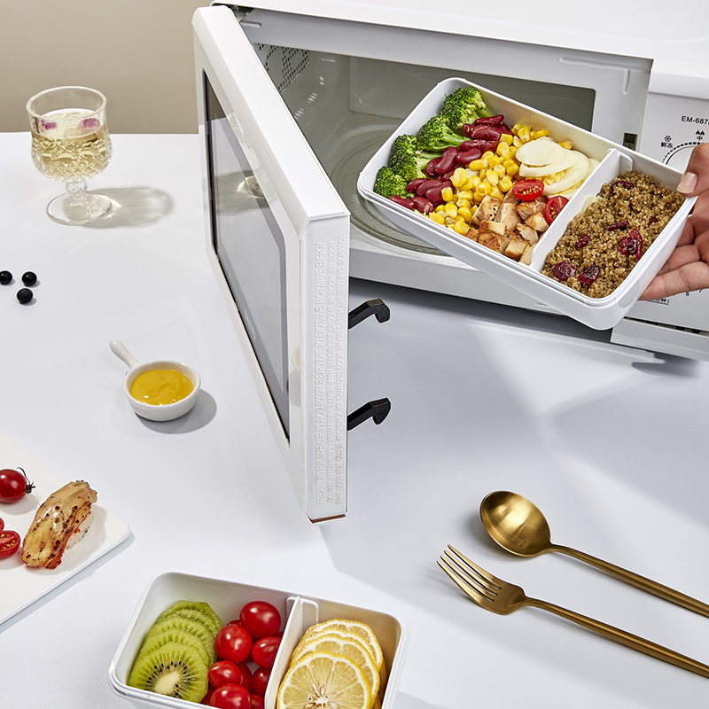 二段仕切り付き電子レンジ対応弁当箱