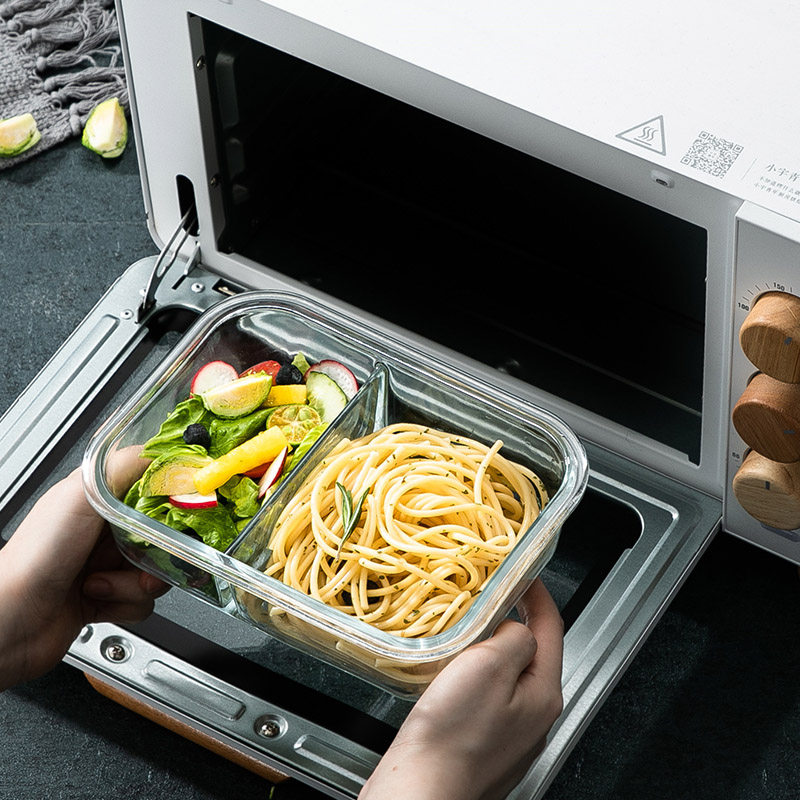 弁当箱 透明ガラス製三段仕切り弁当箱