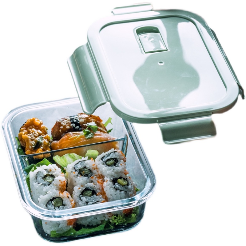 透明ガラス製仕切り付き密閉保存容器