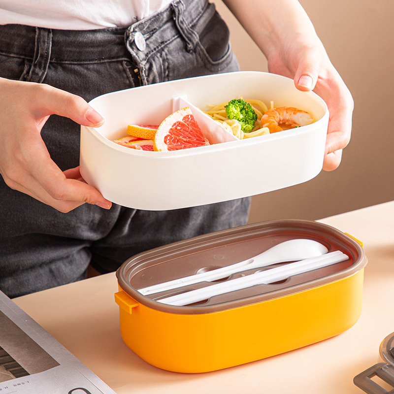 仕切り付き楕円形二段弁当箱