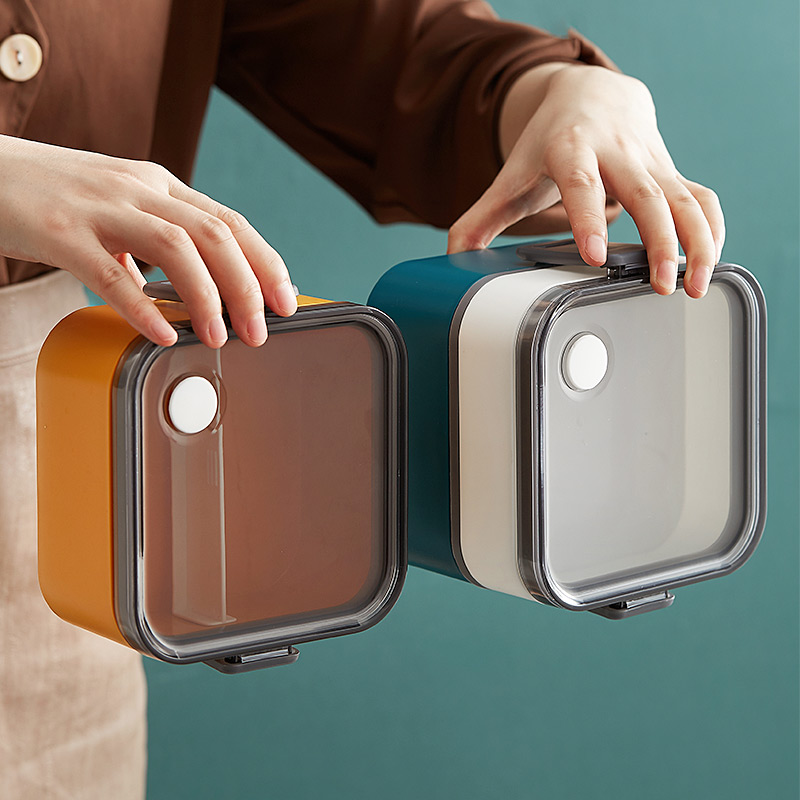 透明蓋付きスクエア2段弁当箱