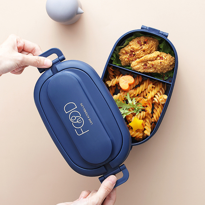 楕円形持ち手付きスタッキング弁当箱