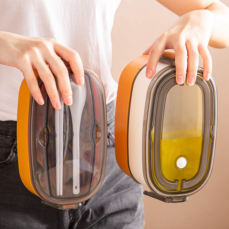 仕切り付き楕円形二段弁当箱