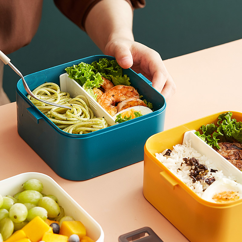 透明蓋付きスクエア2段弁当箱