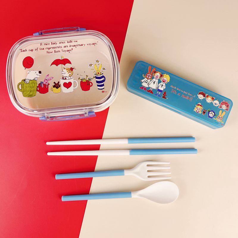 可愛いキャラクター柄透明蓋付き弁当箱