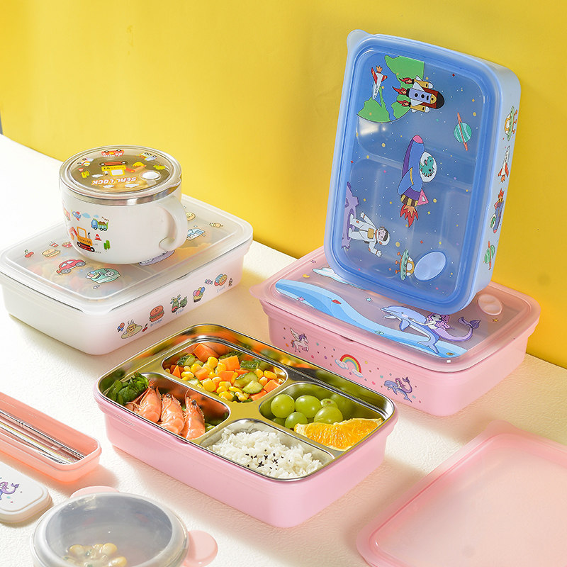 仕切り付きステンレス製スリム弁当箱