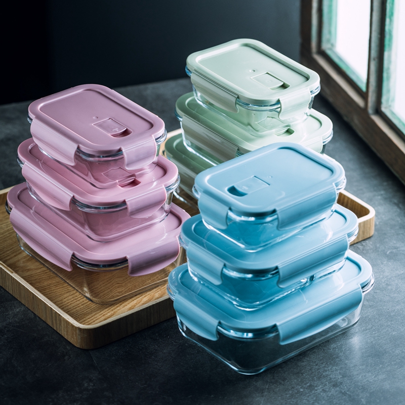 透明ガラス製仕切り付き密閉保存容器