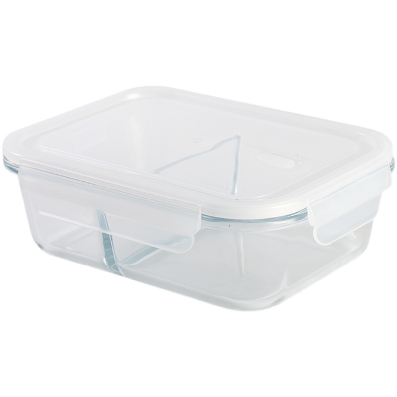 透明仕切り付き耐熱ガラス製弁当箱