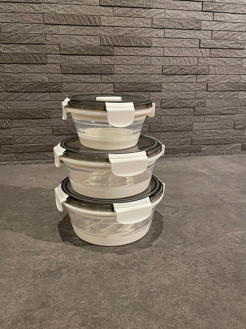 折りたたみシリコン保存容器レンジ対応弁当箱丸型