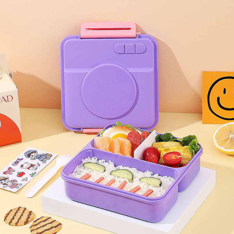 二段式仕切り付き持ち手付きスリム弁当箱