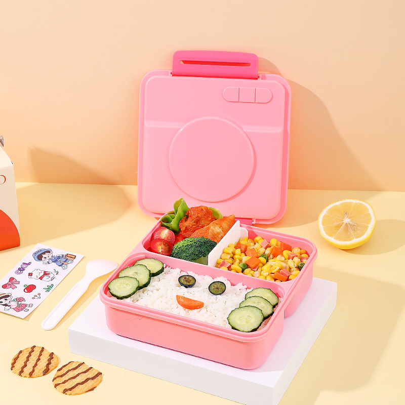 二段式仕切り付き持ち手付きスリム弁当箱