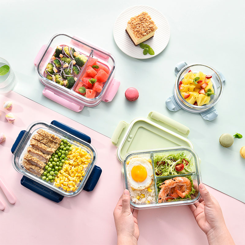 弁当箱 透明蓋付き仕切り式密閉保存容器