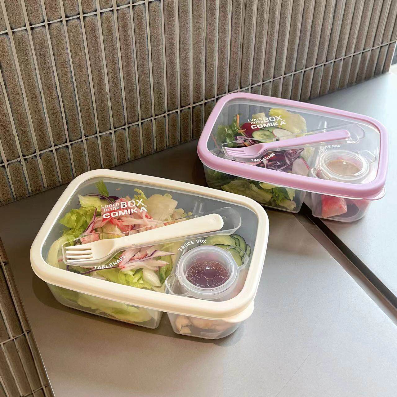 箸付き仕切りスリム弁当箱