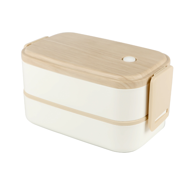 天然木目調二段弁当箱