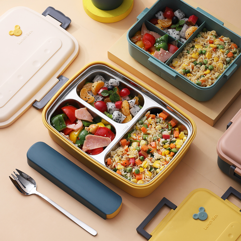 三段仕切りステンレス保温弁当箱