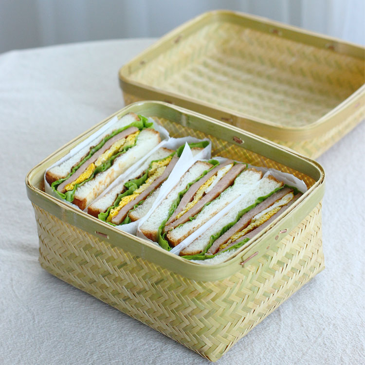竹編み風和風スリム弁当箱