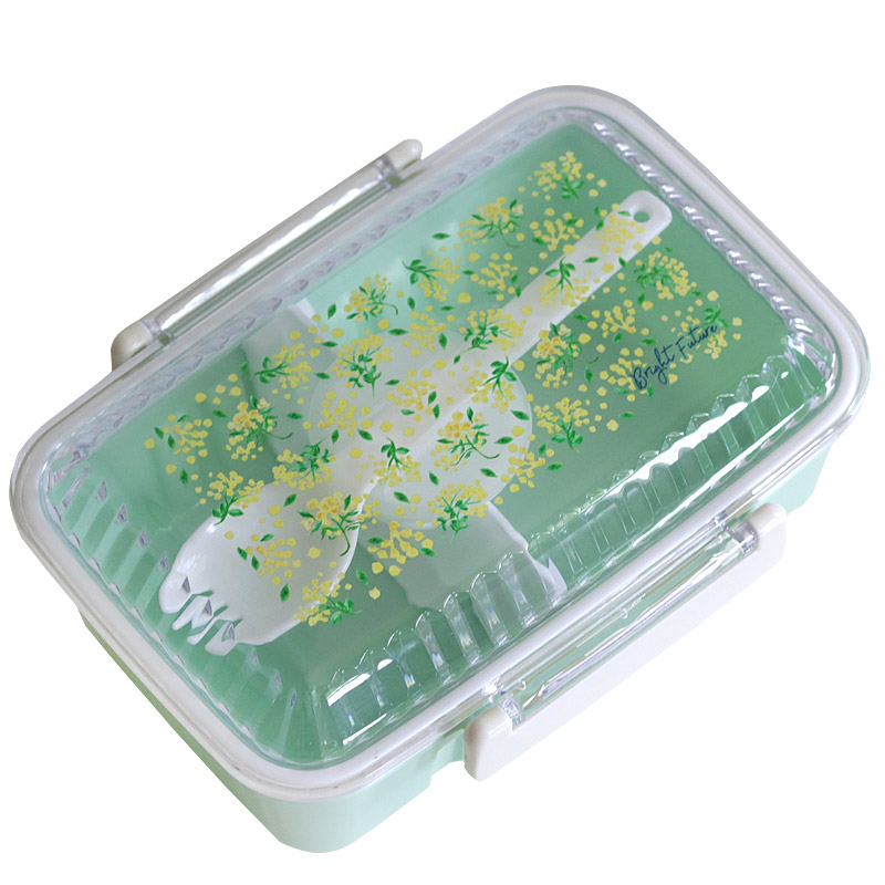 仕切り付き透明蓋スリム弁当箱