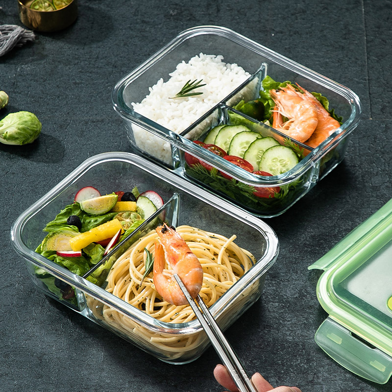 弁当箱 透明ガラス製三段仕切り弁当箱