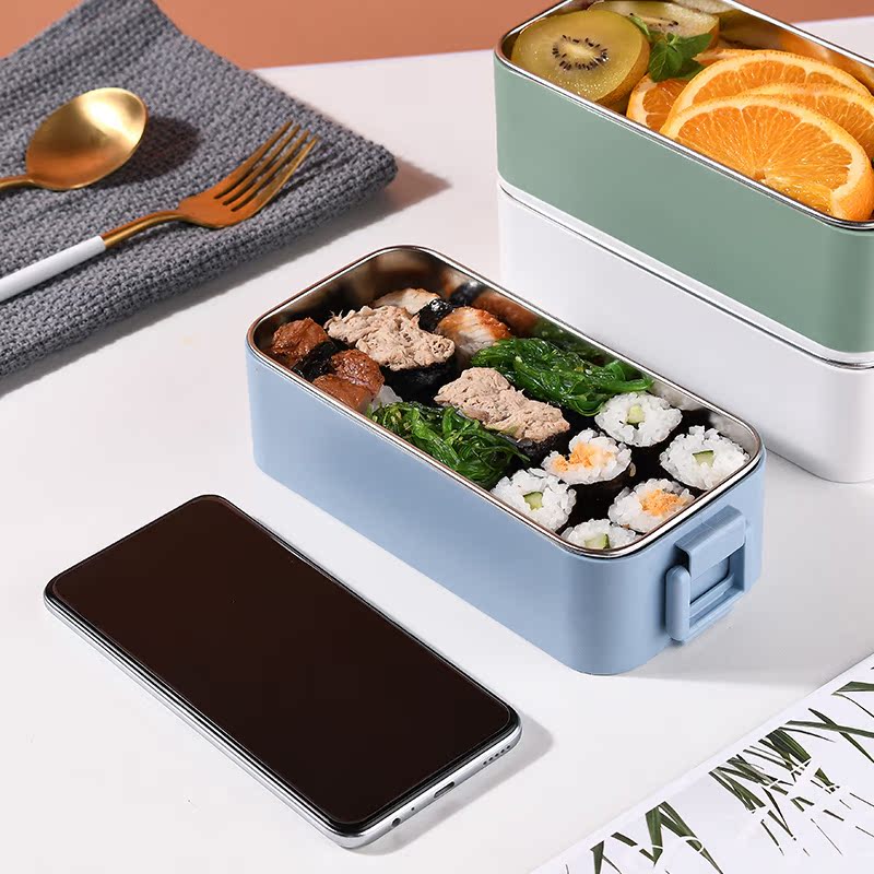 ステンレス製スタイリッシュ2段弁当箱