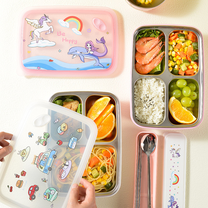 仕切り付きステンレス製スリム弁当箱