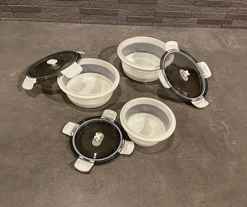 折りたたみシリコン保存容器レンジ対応弁当箱丸型