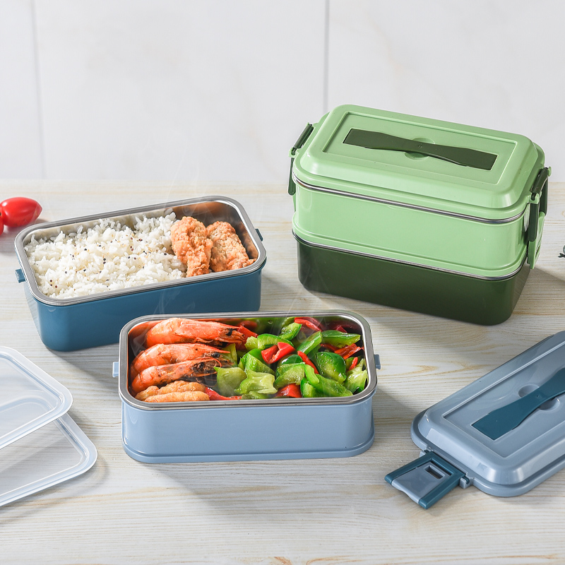 持ち手付きステンレス二段弁当箱