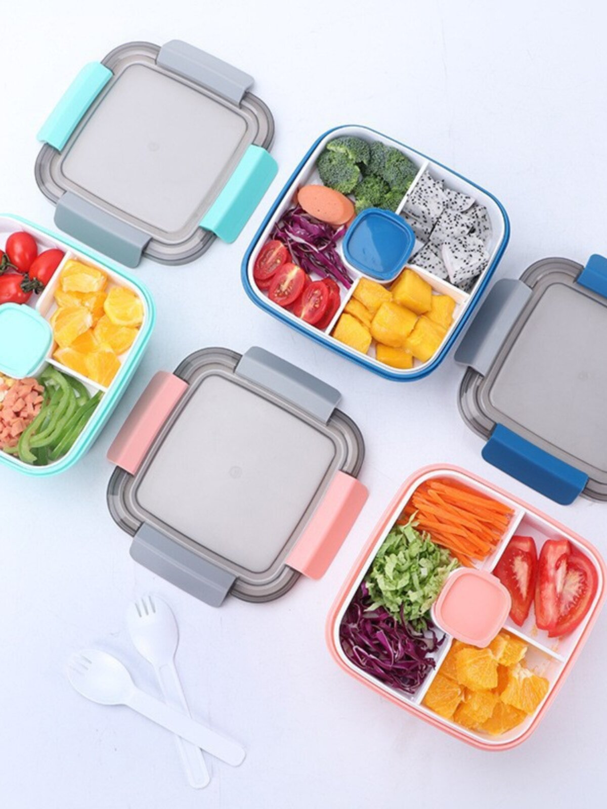 仕切り付き四角型密閉式お弁当箱