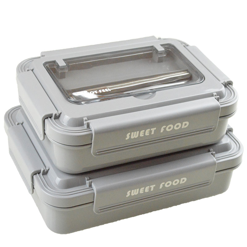 弁当箱 透明窓付き二段式密閉スリム弁当箱