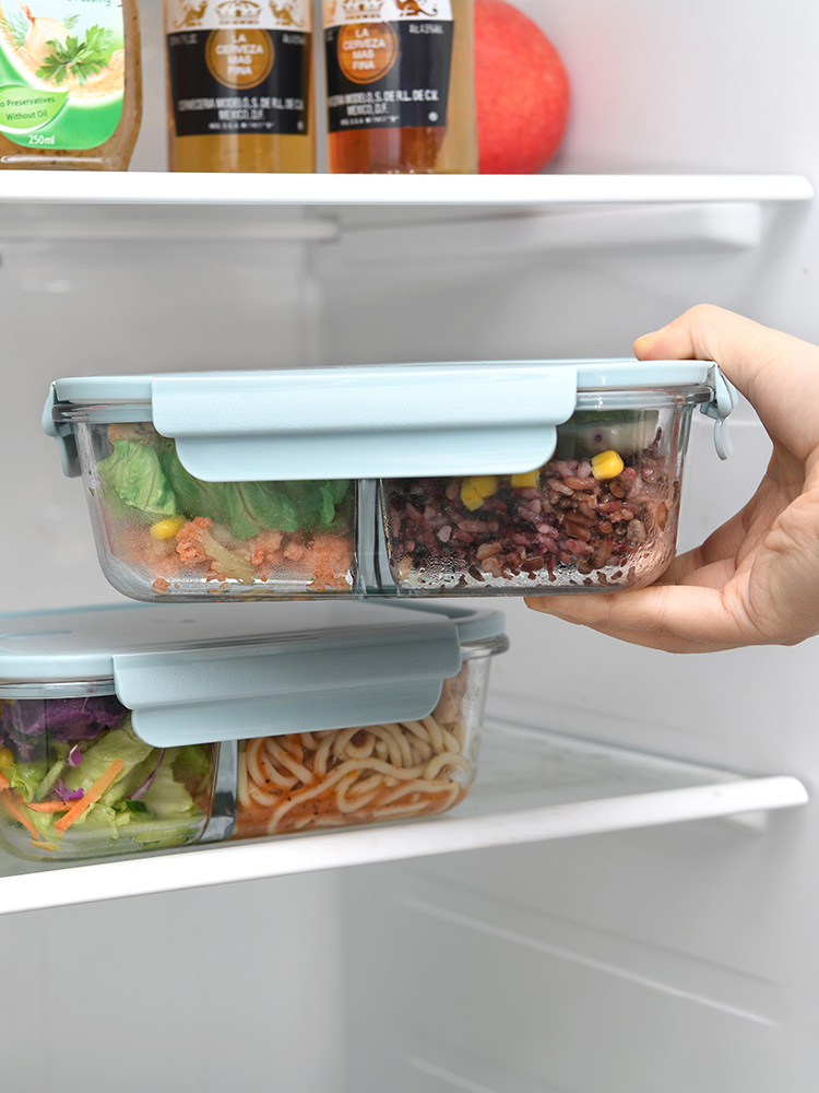 透明ガラス製仕切り付き密閉弁当箱