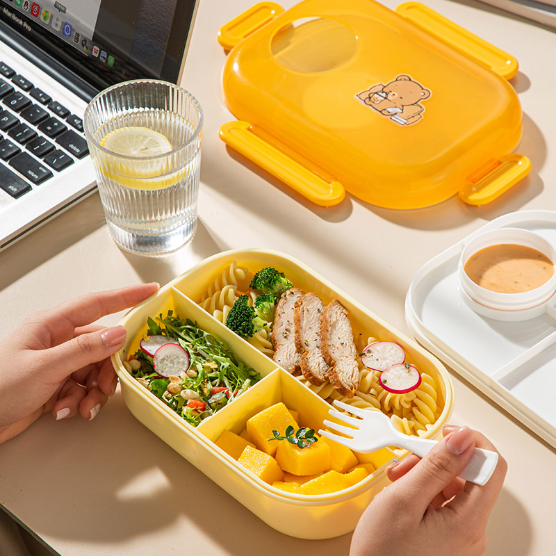 弁当箱 くま柄多段式縦型弁当箱