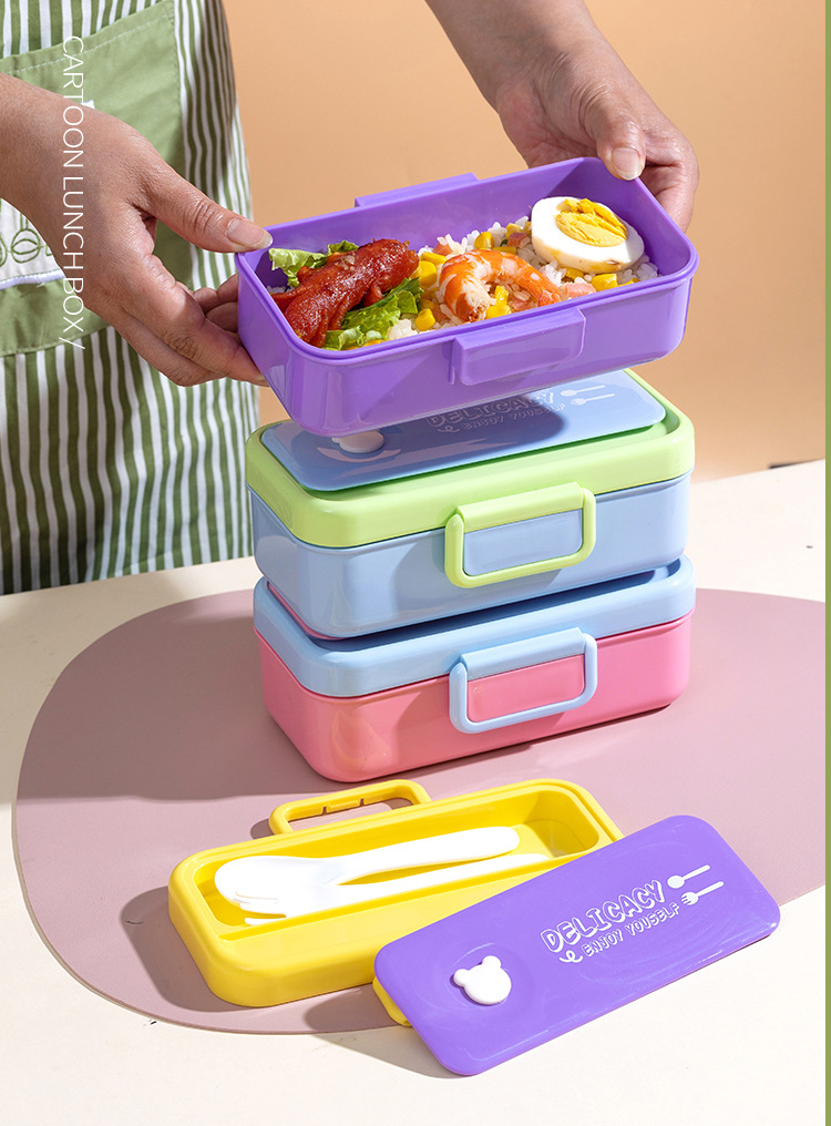 くま型留め具付きスリム弁当箱