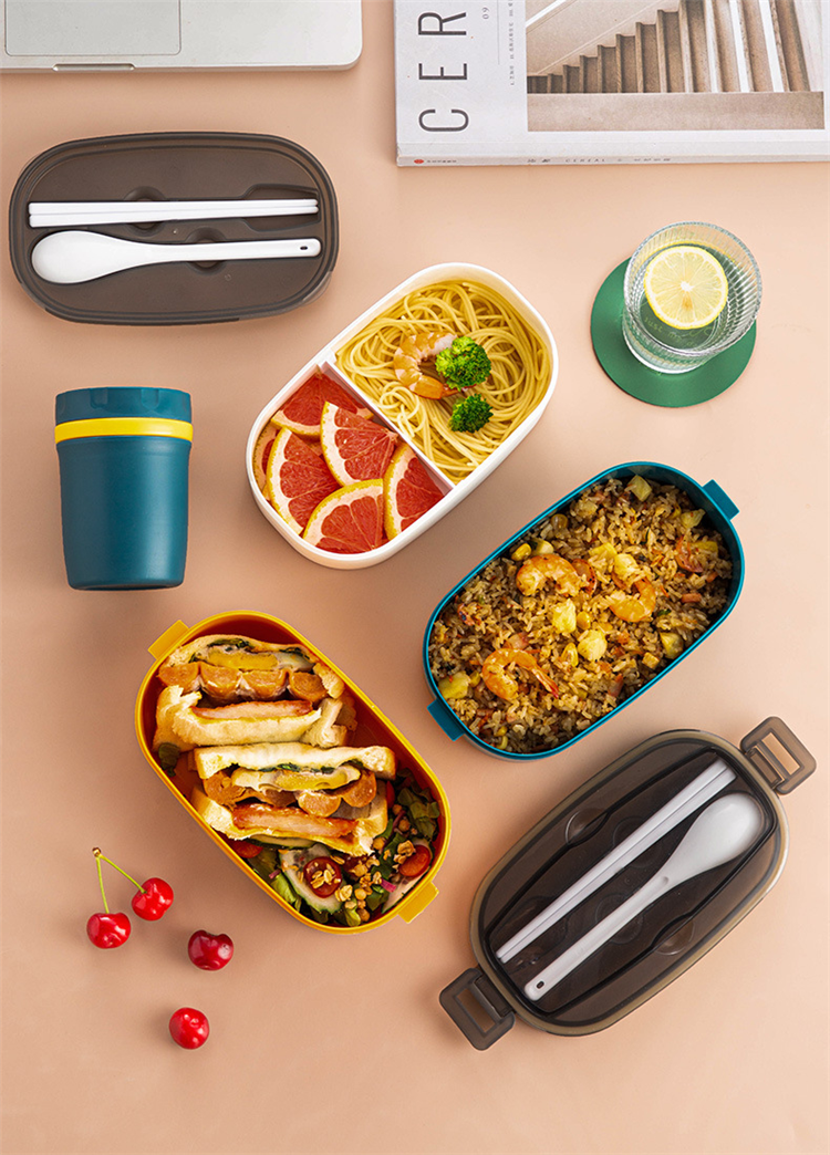 仕切り付き楕円形二段弁当箱