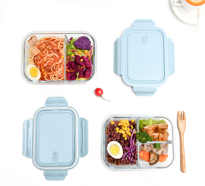 透明ガラス製仕切り付き密閉弁当箱